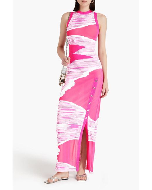 Missoni Pink Button-detailed Space-dyed Crochet-knit Maxi Dress