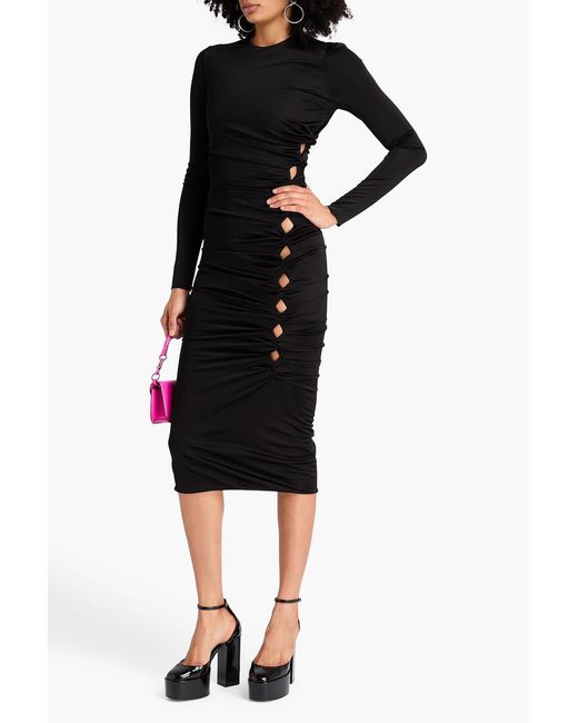 Versace Black Cutout Twisted Jersey Midi Dress