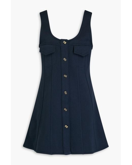 Ganni Blue Cotton-Fleece Mini Dress