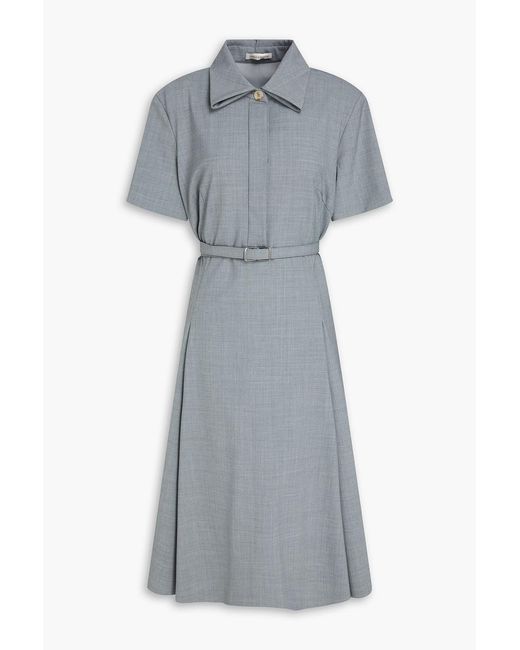 Emilia Wickstead Gray Iwona Belted Crepe Midi Shirt Dress