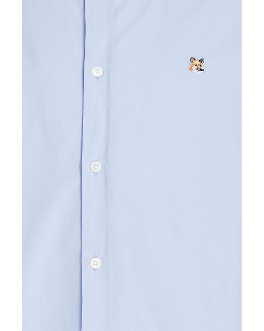 Maison Kitsuné Blue Appliquéd Cotton-poplin Shirt for men
