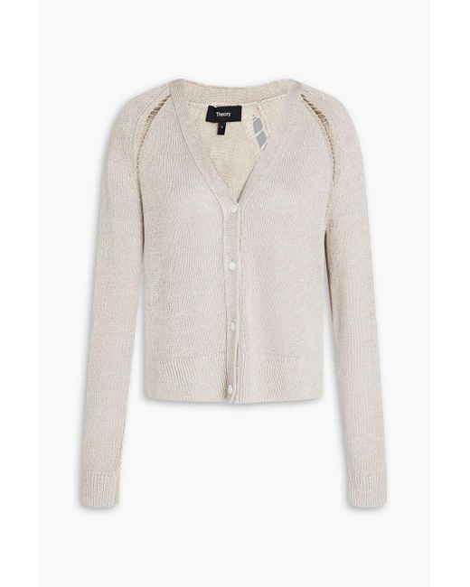 Theory White Linen-blend Cardigan