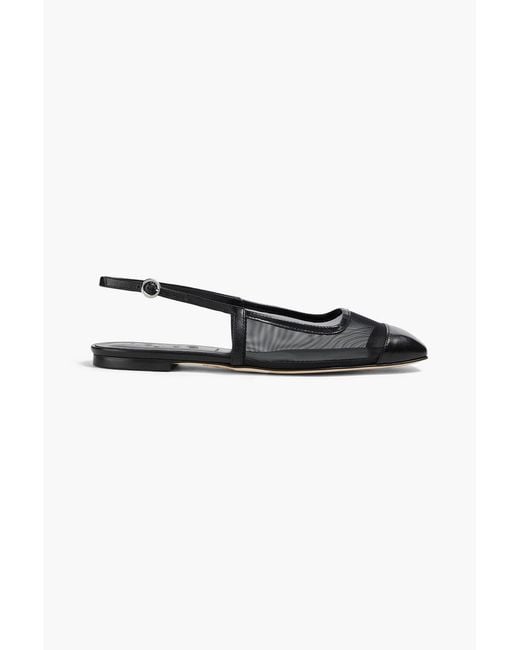Aeyde Black Geraldine Mesh And Leather Slingback Flats