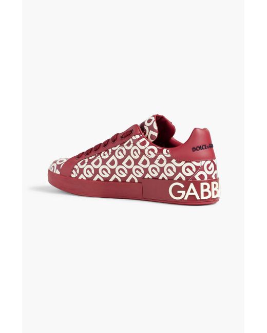 Dolce & Gabbana Red Logo-print Leather Sneakers for men
