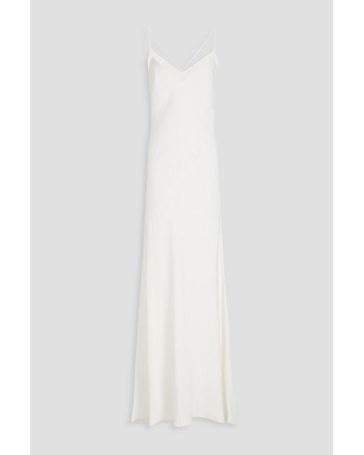 Brunello Cucinelli White Bead-embellished Twill Maxi Dress