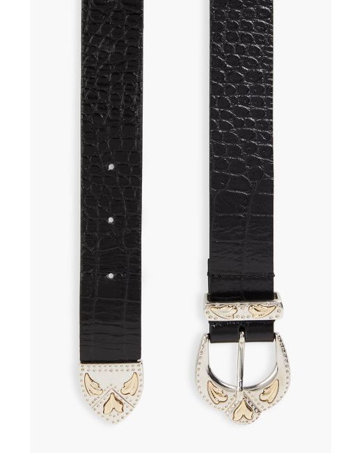 Maje Black Croc-effect Leather Belt