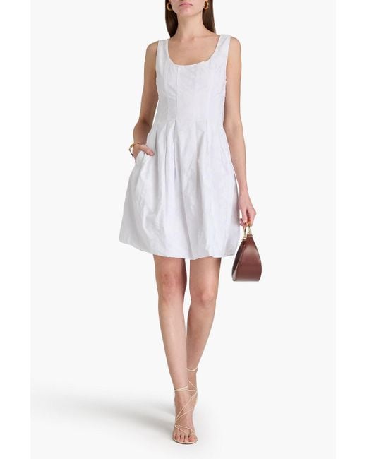 10 Crosby Derek Lam White Jade Floral-Print Cotton-Poplin Mini Dress