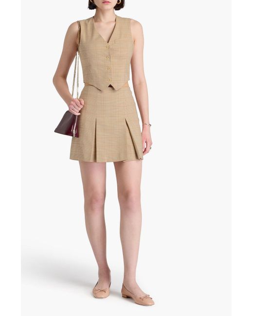 Claudie Pierlot Natural Prince Of Wales Checked Tweed Mini Skirt