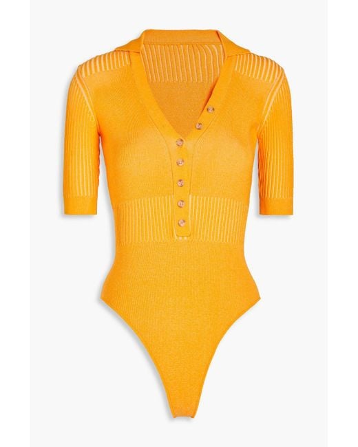 Jacquemus Yellow Yauco Ribbed-knit Bodysuit