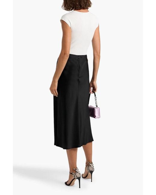 Jonathan Simkhai Black Blane Draped Satin-Crepe Midi Skirt