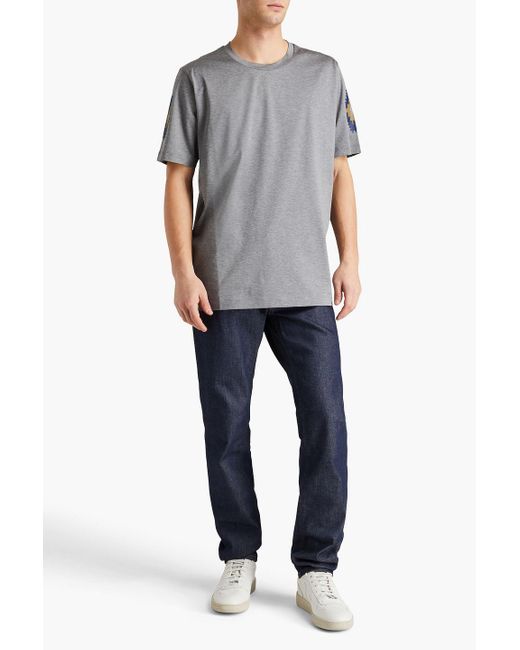 Canali Gray Printed Cotton-jersey T-shirt for men