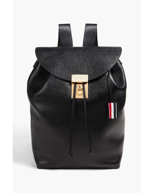 Thom Browne Black Convertible Pebbled-leather Backpack for men