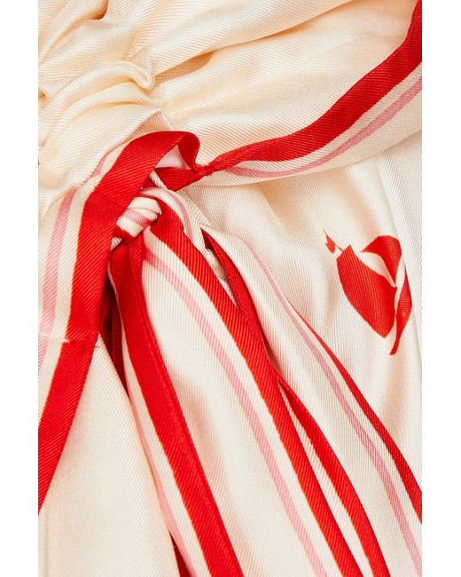 Zimmermann Red Printed Silk-twill Hooded Mini Dress