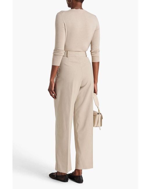 By Malene Birger Natural Cymbaria Pleated Crepe Wide-Leg Pants