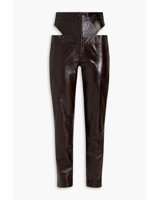 Zeynep Arcay Black Cutout Leather Tapered Pants