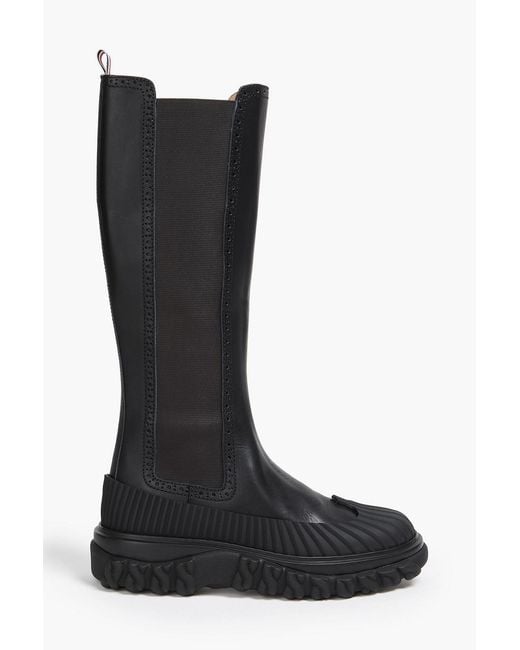 Thom Browne Black Striped Leather Knee Boots