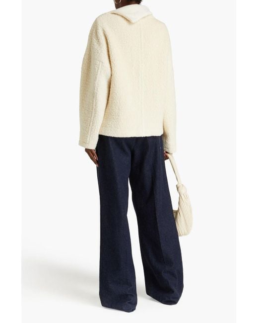 LE17SEPTEMBRE Natural Wool And Cotton-blend Bouclé Turtleneck Top