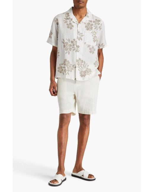 Onia White Printed Linen-blend Shirt for men