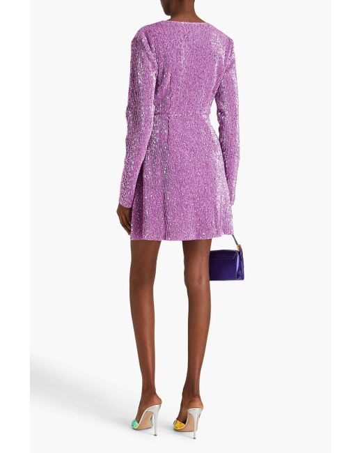 Stine Goya Purple Noella Sequined Lamé-jersey Mini Dress