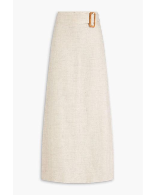Giuliva Heritage White Dalia Linen And Wool-blend Maxi Skirt