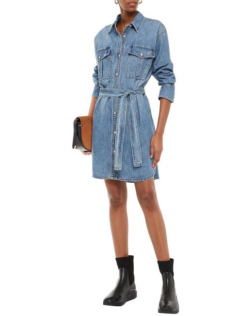 Rag & Bone Blue Belted Denim Mini Dress