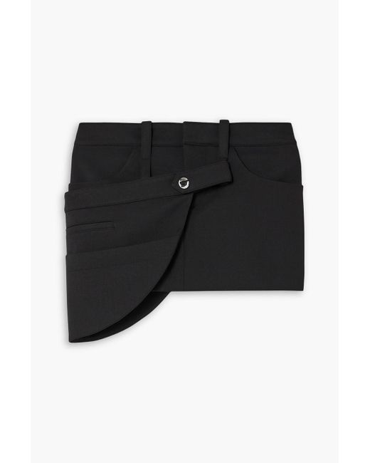 Coperni Black Wrap-effect Layered Woven Mini Skirt