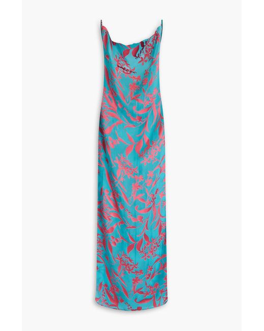 Magda Butrym Blue Draped Devoré-satin Maxi Dress