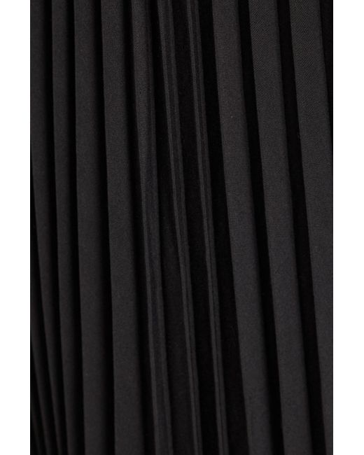 Rebecca Vallance Black Magdalena Cutout Pleated Woven Midi Dress