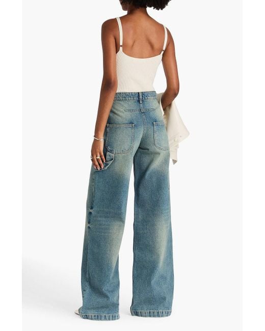 Courreges Blue Hoch sitzende jeans mit weitem bein in ausgewaschener optik