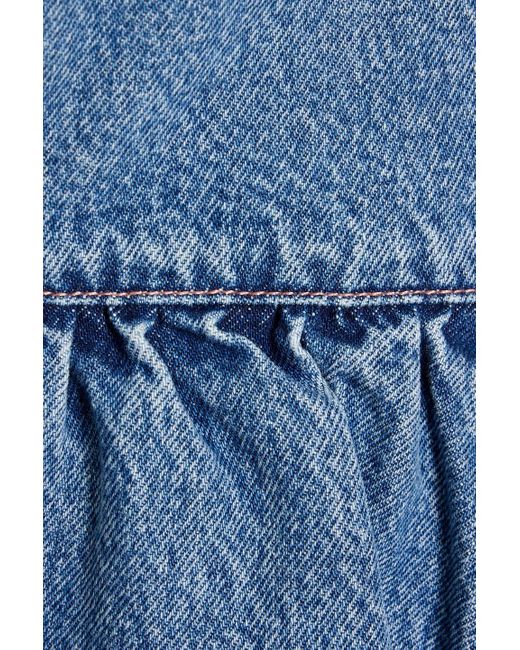 RED Valentino Blue Skirt-effect Frayed Denim Shorts