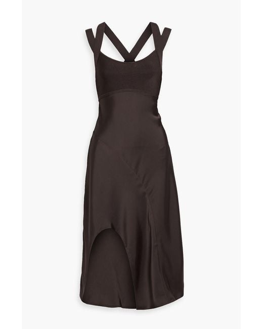 Herv Lger Women's Brown Elodie Bandage-Paneled Satin Midi Dress
