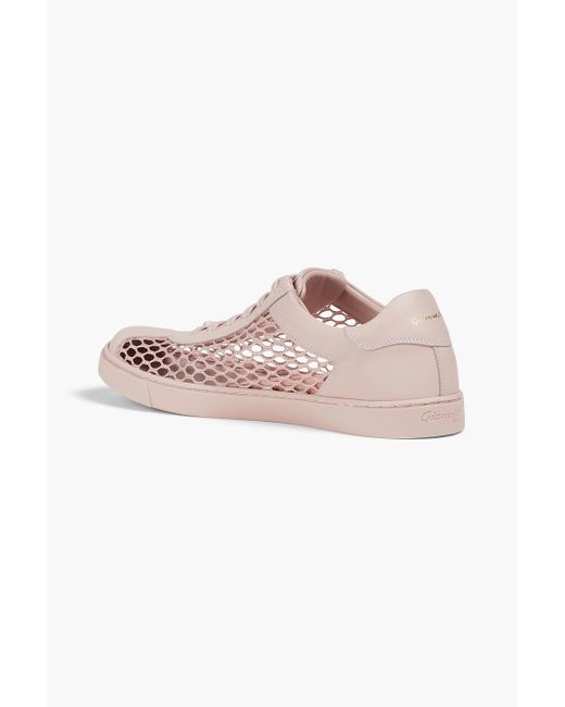 Gianvito Rossi Pink Mesh And Leather Sneakers