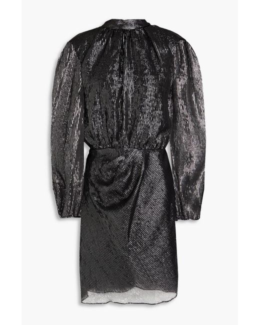Maje Black Rivela Cutout Metallic Silk-blend Chiffon Mini Dress