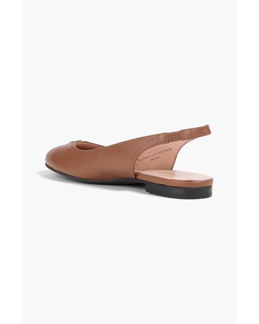 Bally Brown Embellished Leather Slingback Flats