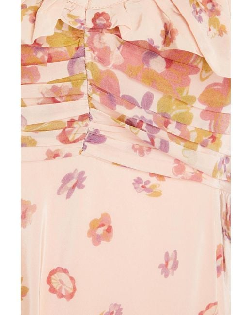 byTiMo Pink Maxikleid aus satin mit cut-outs und floralem print