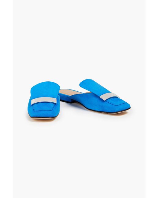 Sergio Rossi Blue Slippers aus veloursleder mit verzierung