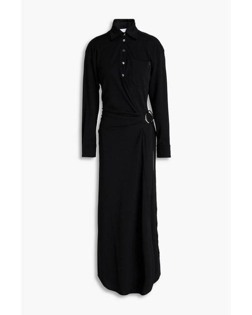 Rabanne Black Draped Stretch-Crepe Maxi Wrap Dress