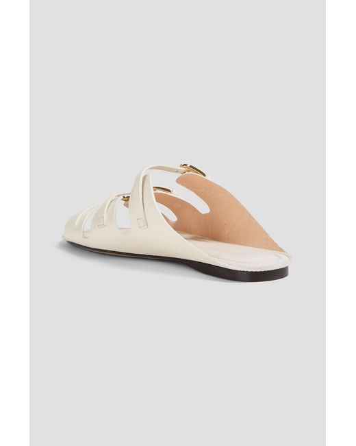 Sandro White Buckled Leather Sandals