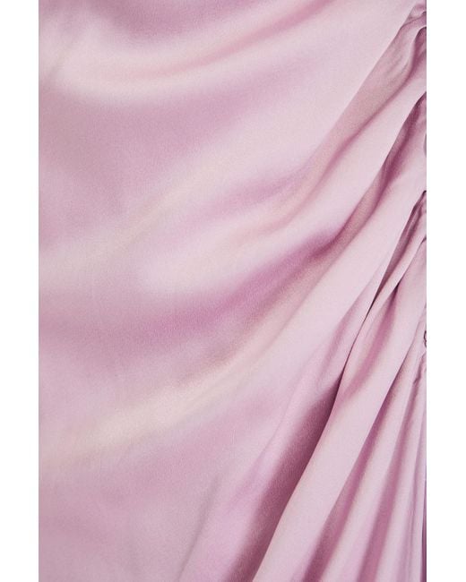 Zimmermann Pink Ruched Silk-blend Satin Midi Dress