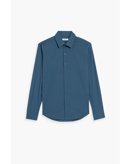 Sandro Blue Cotton-Blend Poplin Shirt for men