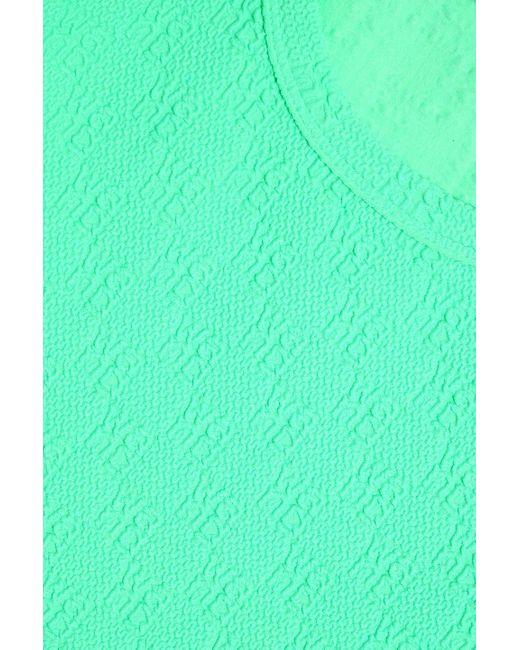 T By Alexander Wang Green Cropped Jacquard-knit Top