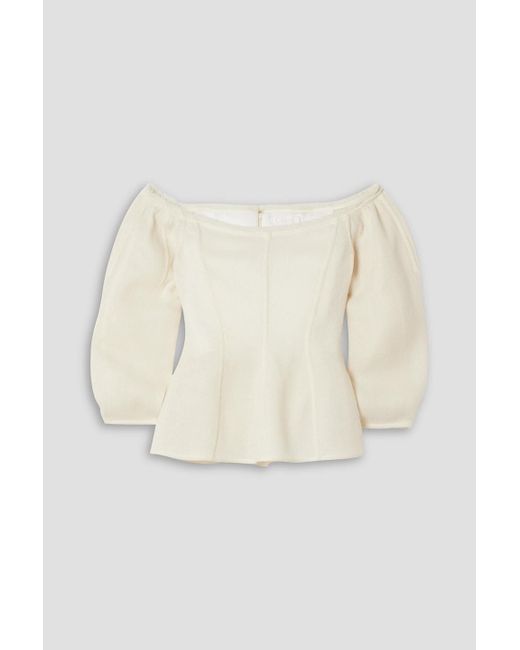 Chloé Natural Schulterfreie bluse aus einer woll-kaschmirmischung