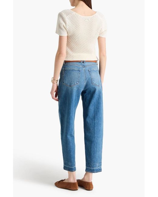 PAIGE Blue Alexis Cropped Faded High-rise Barrel-leg Jeans