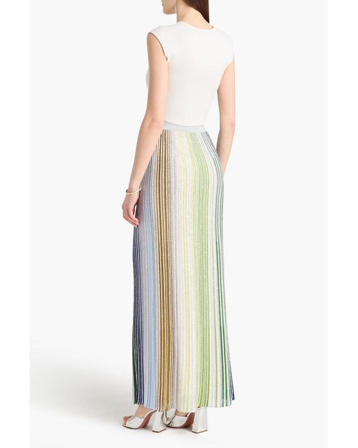 Missoni White Metallic Sequin-Embellished Ribbed-Knit Maxi Skirt