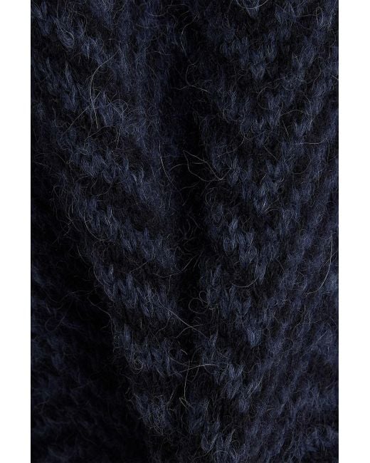Officine Generale Blue Herringbone Alpaca-Blend Turtleneck Sweater for men