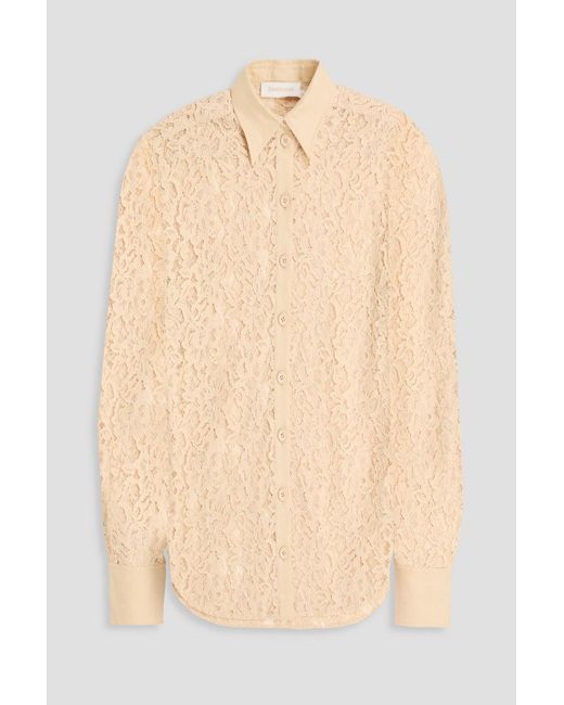 Zimmermann Natural Linen-trimmed Cotton-blend Corded Lace Shirt