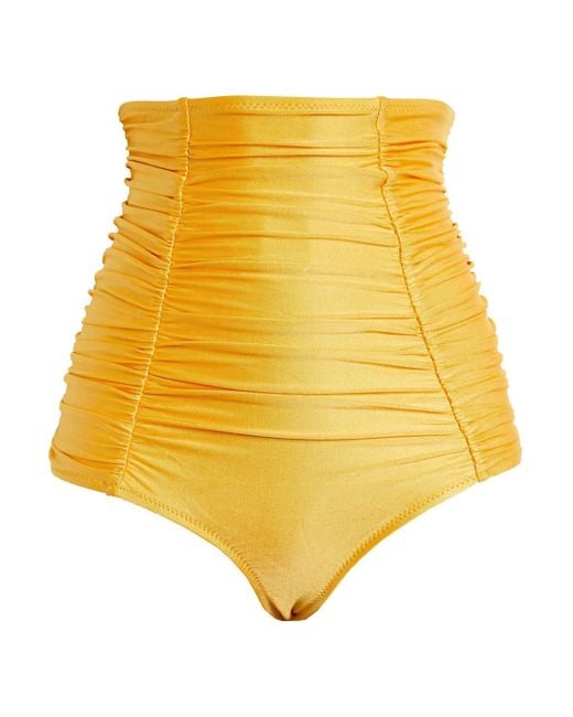 Dodo Bar Or Yellow Emma Ruched High-Rise Bikini Briefs