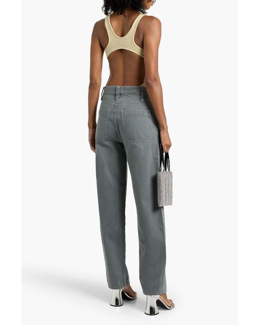 FRAME Gray The Cuffed Utility High-Rise Barrel-Leg Jeans