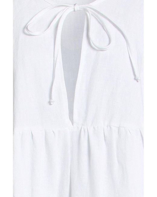 Casa Raki White Matilda Tiered Linen Mini Dress