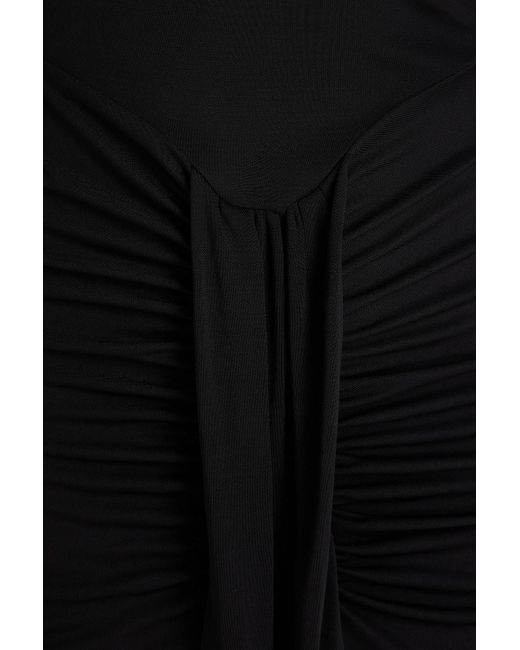 Staud Black Gres Draped Jersey Midi Dress